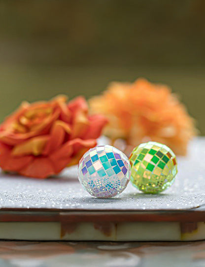 10 mini višebojnih iridescentnih disco kuglica 4 cm
