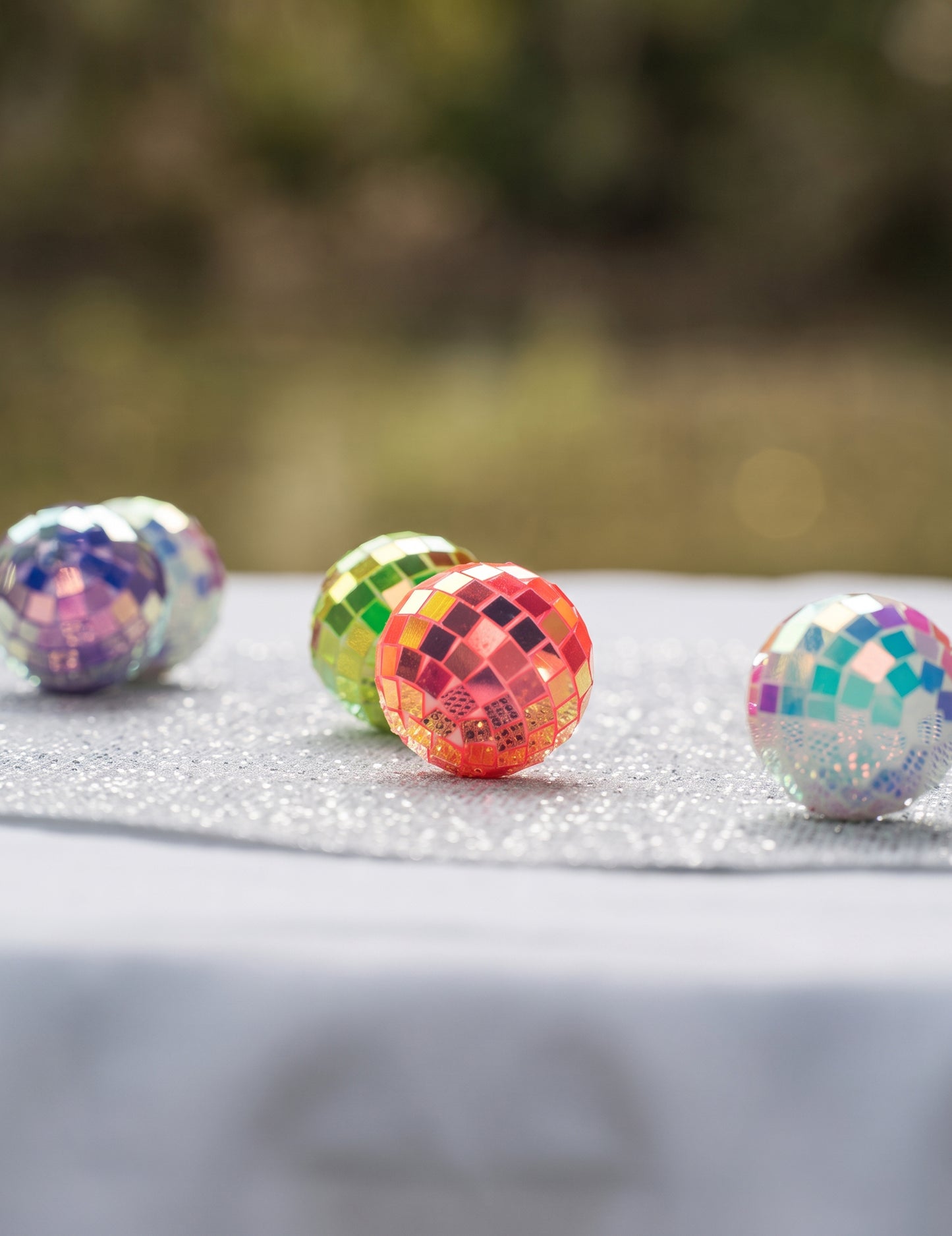 10 mini višebojnih iridescentnih disco kuglica 4 cm