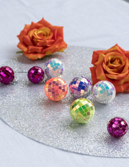 10 mini višebojnih iridescentnih disco kuglica 4 cm