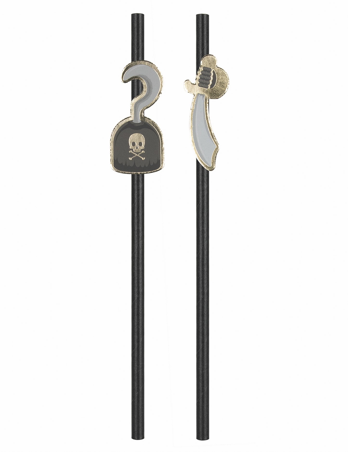 10 crnih gusarskih slamkica 20 cm