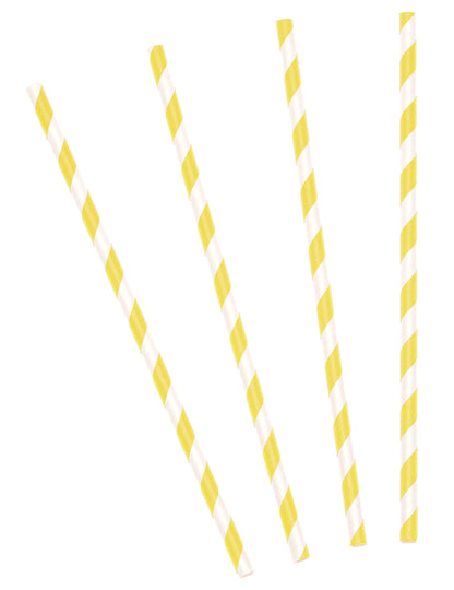 10 žutih prugastih kartonskih slamki 19,5 cm za koktele