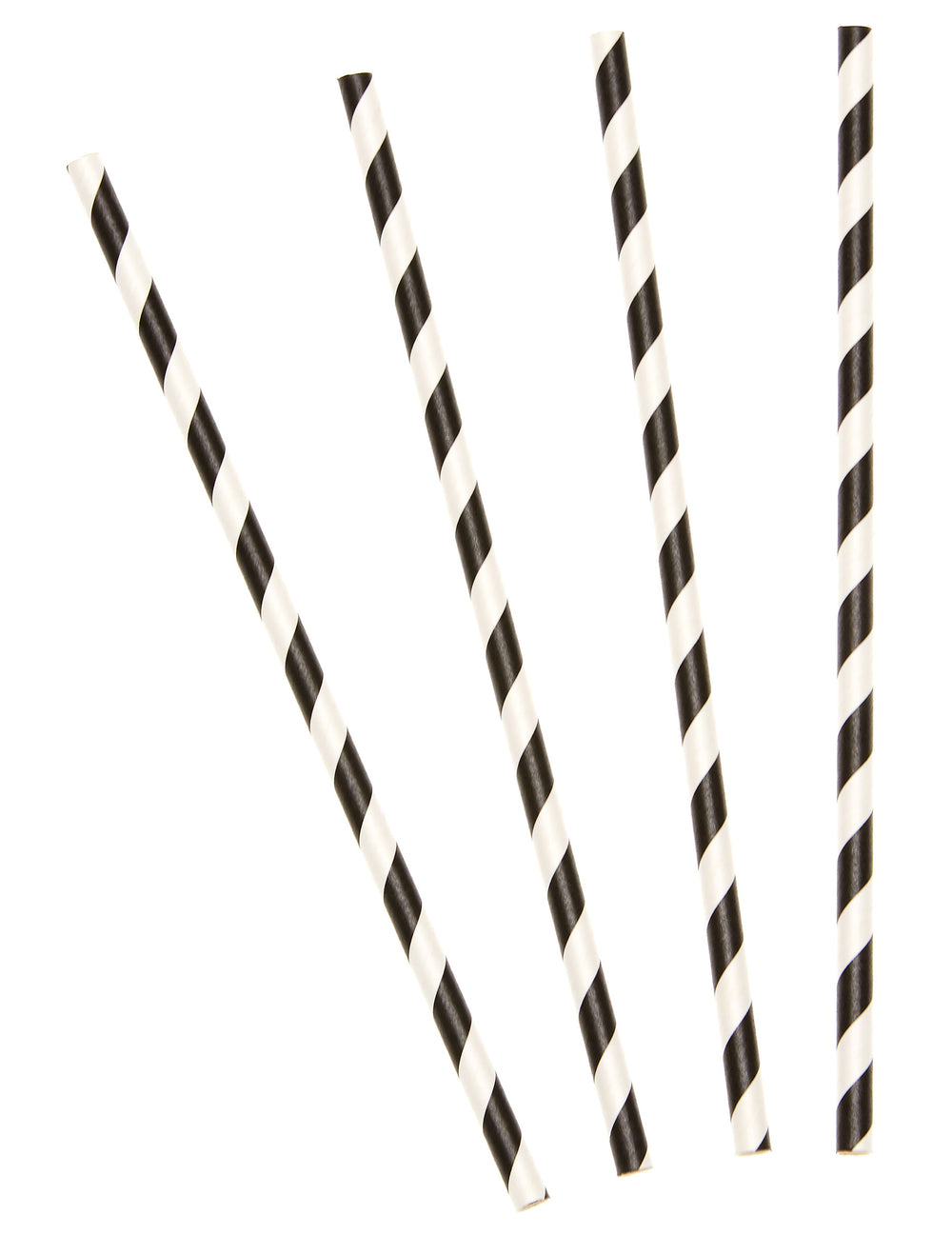 Pailles en carton rayées noires et blanches