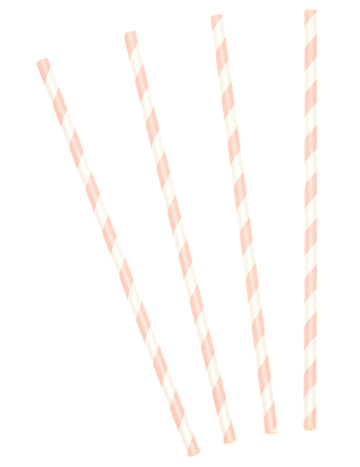 10 papirnatih slamki s ružičastim prugama 19,5 cm za hladna pića 