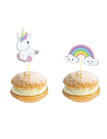 10 pics en bois bébé licorne et arc-en-ciel 10 cm