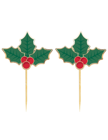 10 drvenih štapića za božićne koktele s božikovinom cm
