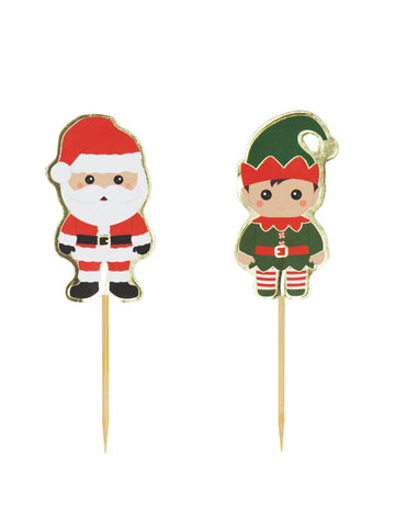 10 slatkih božićnih drvenih trzalica cm Djed Mraz i vilenjak