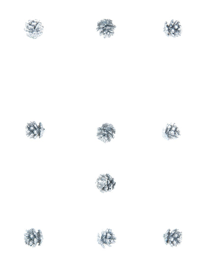 10 mini šišarki prekrivenih srebrnim šljokicama 2 cm za Božić 