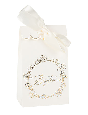 10 poklon vrećica za krštenje od krem i zlatno bijelog papira