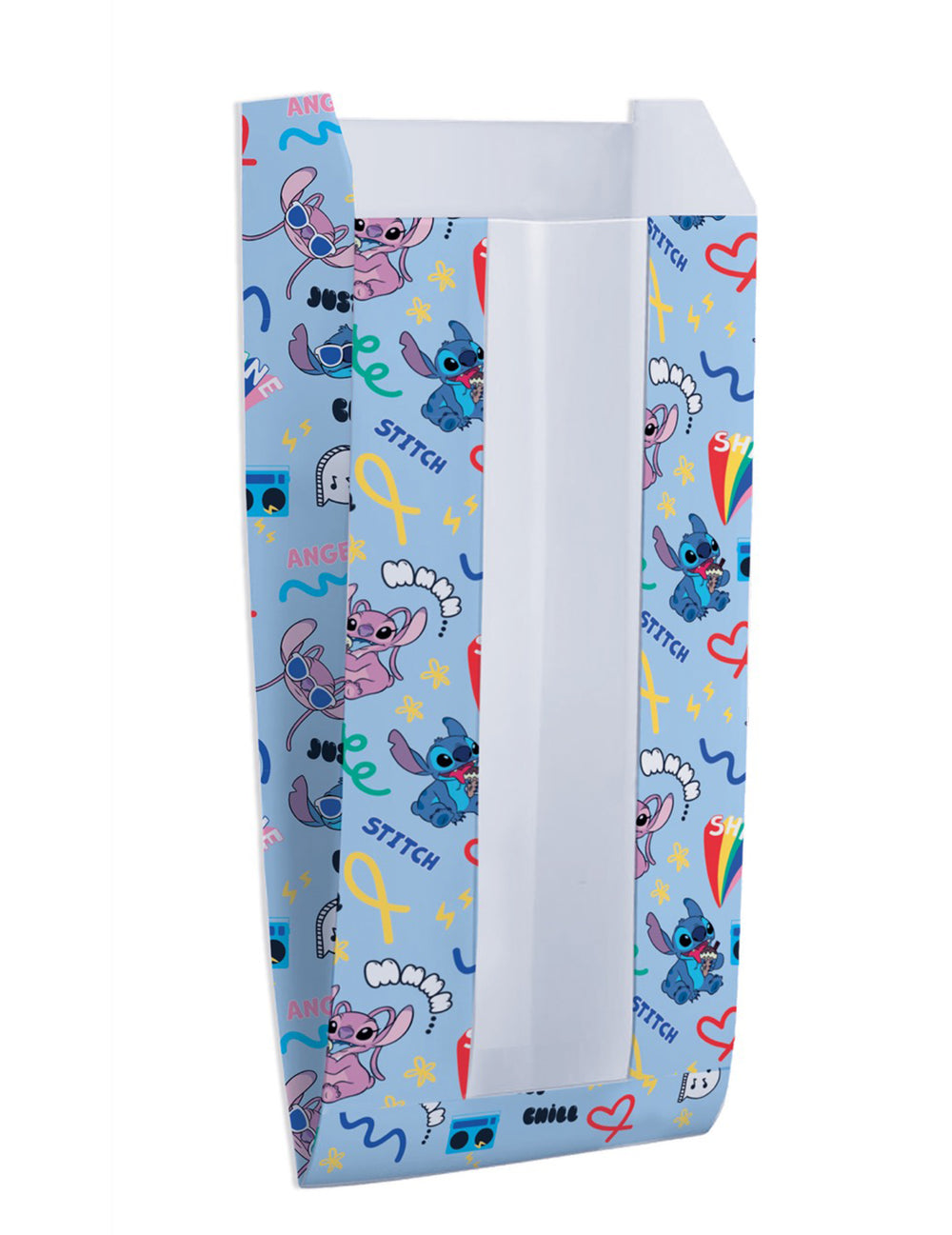 Papirnate vrećice s prozorčićem Stitch za dijete plave s uzorkom Stitch i Angel