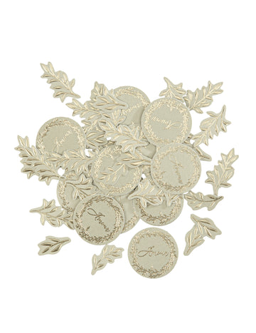 100 papirnatih konfeta boje kadulje, zelene i zlatne, lišće zauvijek