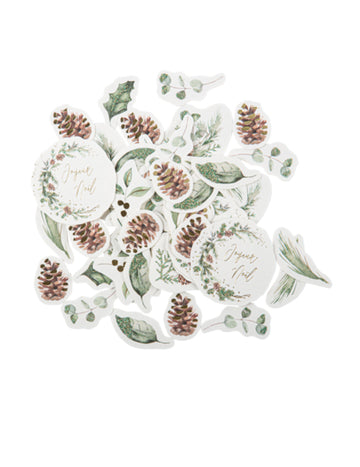 100 konfeta Sretan Božić Začarana šuma (2-6 cm), ukras za stol