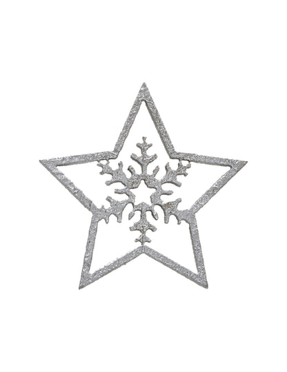 100 malih srebrnih ukrasa u obliku zvijezda od drveta sa šljokicama
