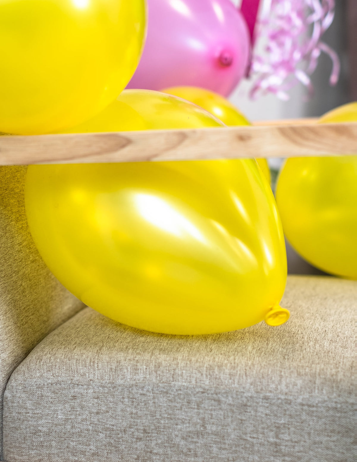 Mise en situation des ballons métallisés pour fête