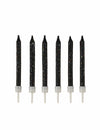 12 bougies à paillettes noires avec bobèches