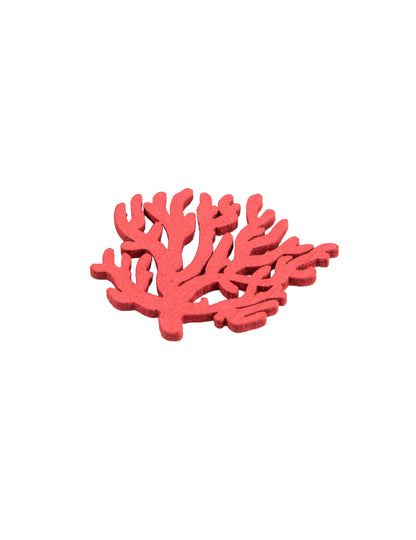 12 Confettis en bois corail rouge 4 cm thème marin