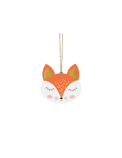 12 kartonskih etiketa s božićnom šumom, 7,5 x 8,5 cm cm sa zlatnom vrpcom