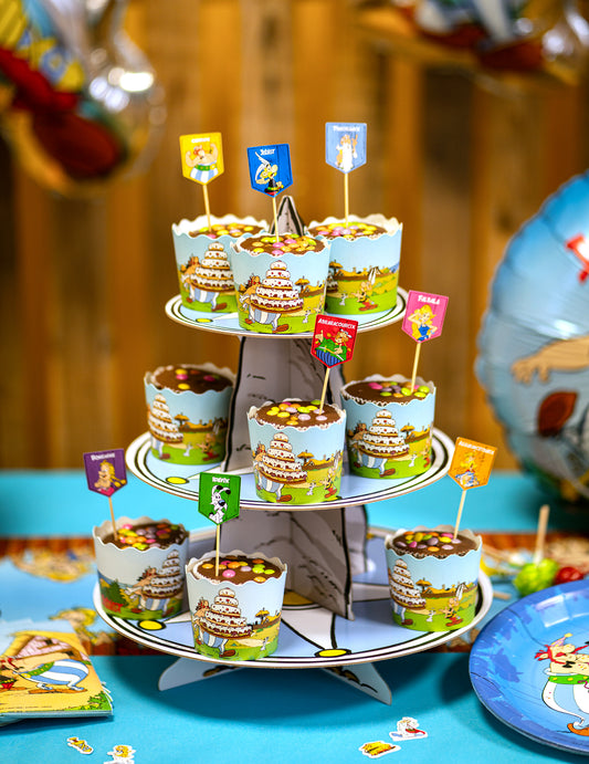 Mise en situation sur présentoir des moules à cupcakes Astérix