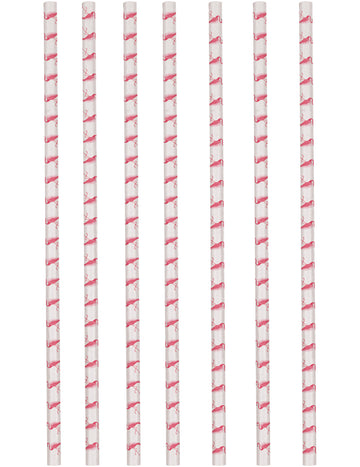 12 pailles en carton flamingo paradise 19,5 cm flamants roses
