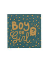 Serviettes en papier Boy or Girl pour fête turquoise et doré