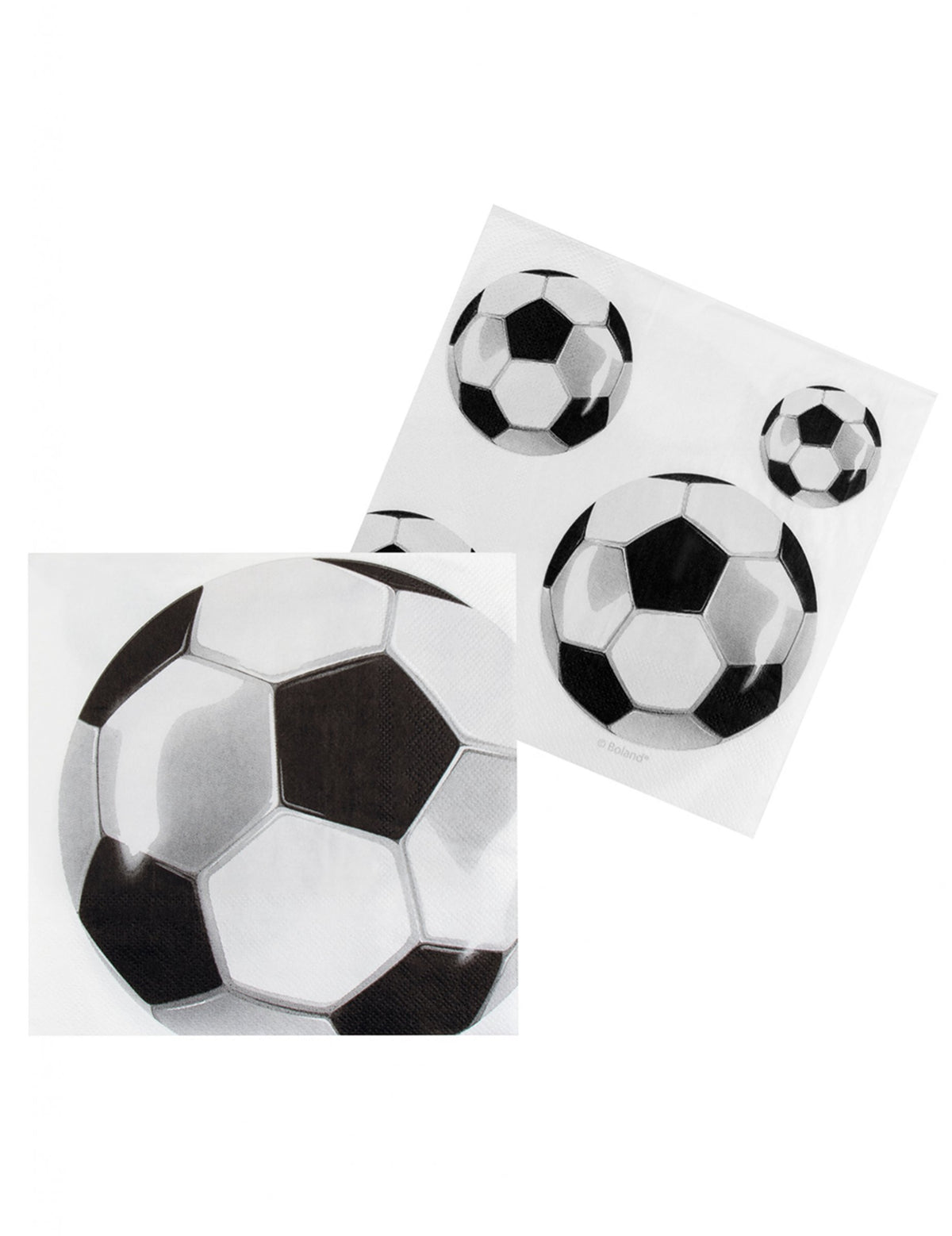 Vue à plat du motif de ballons des serviettes en papier Foot party