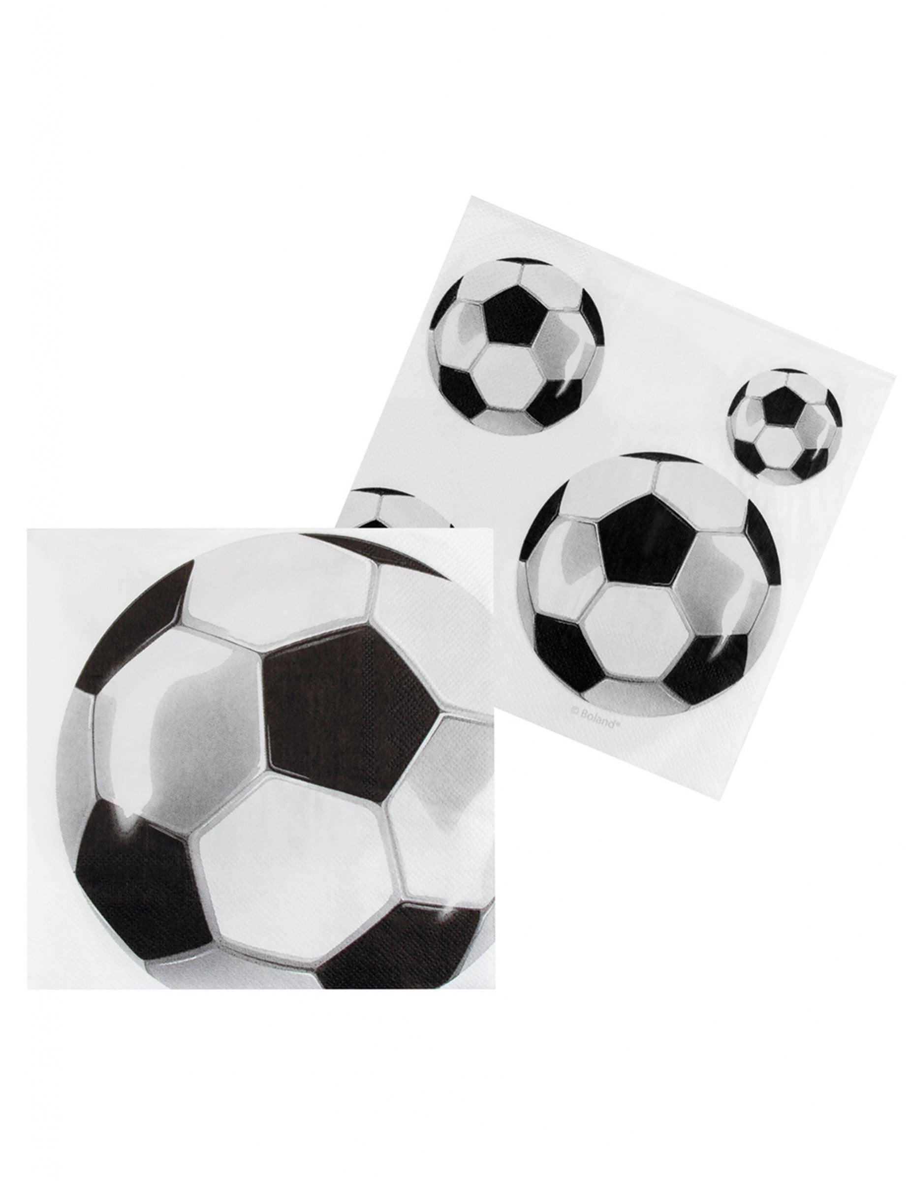 Vue à plat du motif de ballons des serviettes en papier Foot party