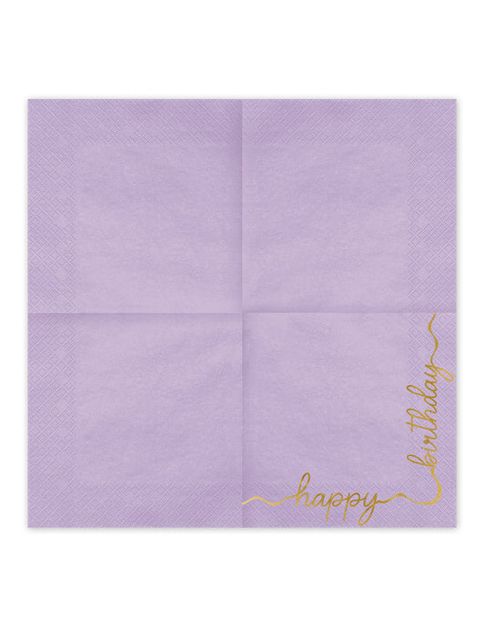 12 papirnatih salveta Happy Birthday pastelno i zlatno 33 × 33 cm