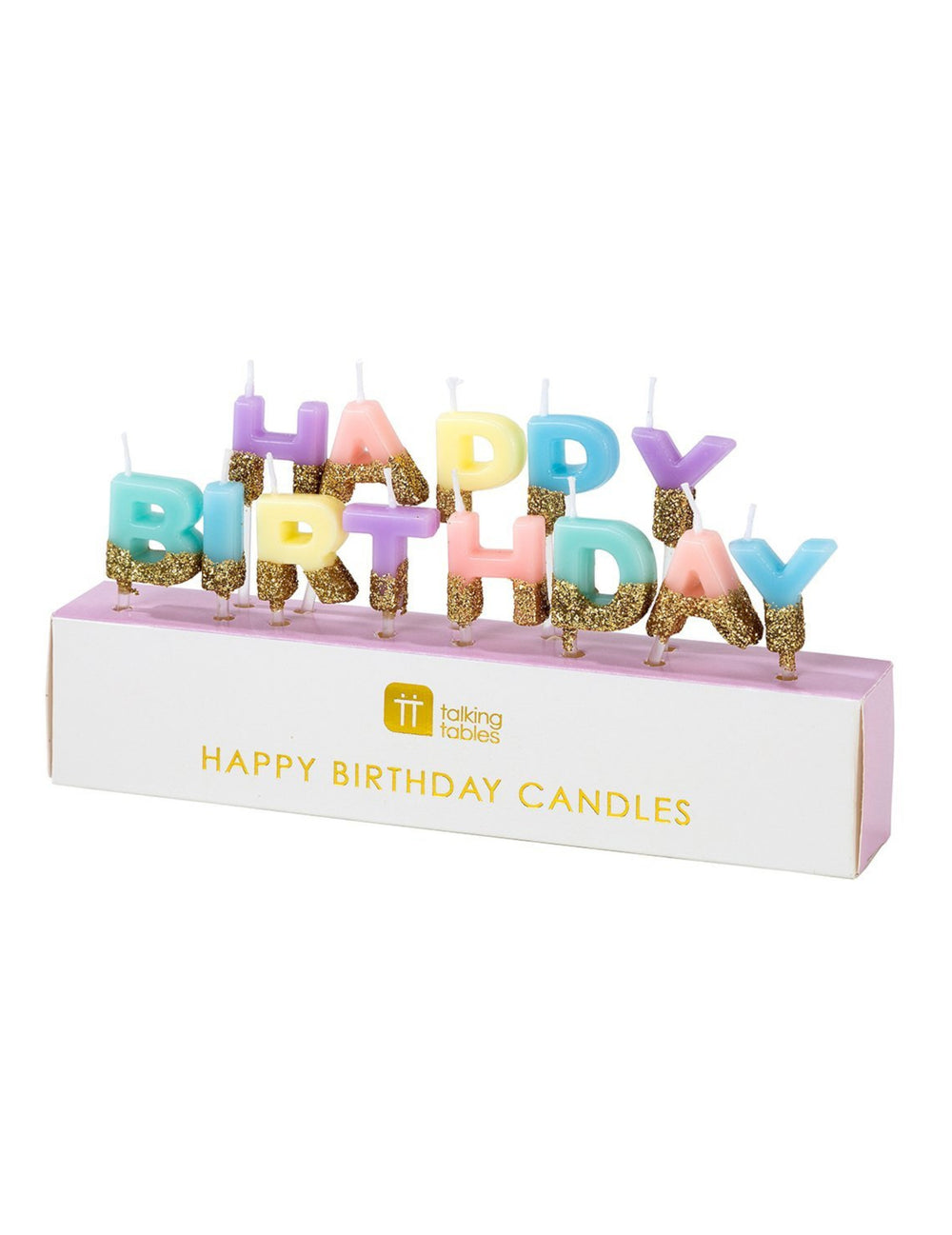 13 bougies Happy Birthday pour anniversaire pastel et dorées