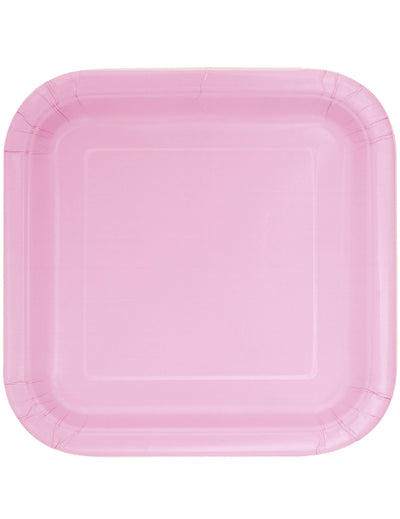 Assiettes carrées en carton réception pastel pour fête rose clair