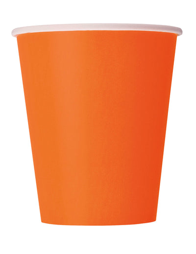 Gobelets en carton orange pour fête 266 ml