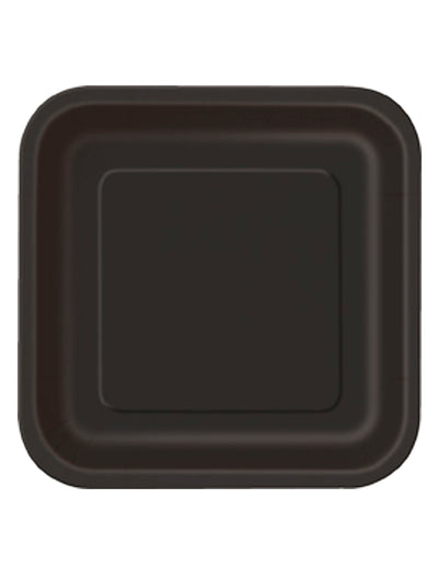 Assiettes en carton noires de forme carrée