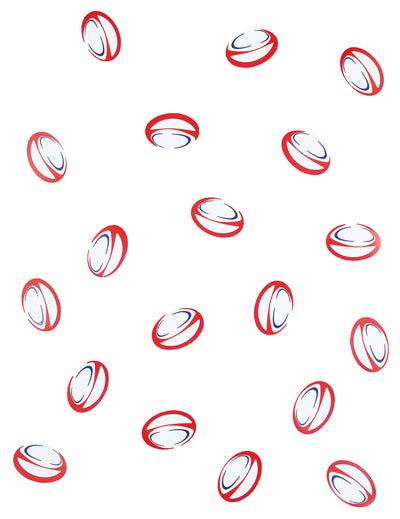Confettis de table ballons de rugby pour décoration de fête rouges et bleus en papier