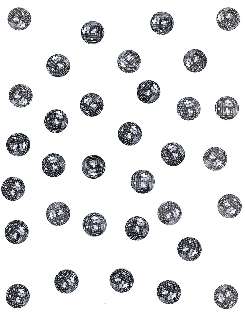 Détail des motifs des confettis de table boule disco