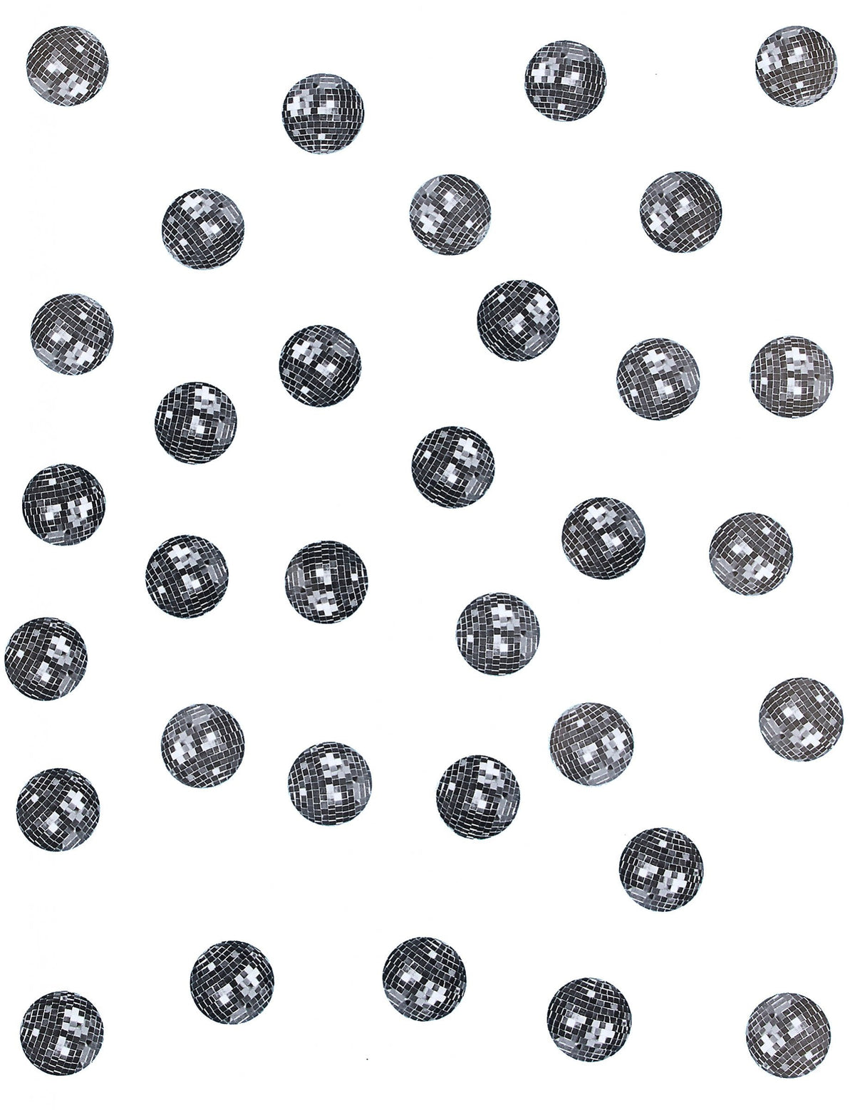 Détail des motifs des confettis de table boule disco