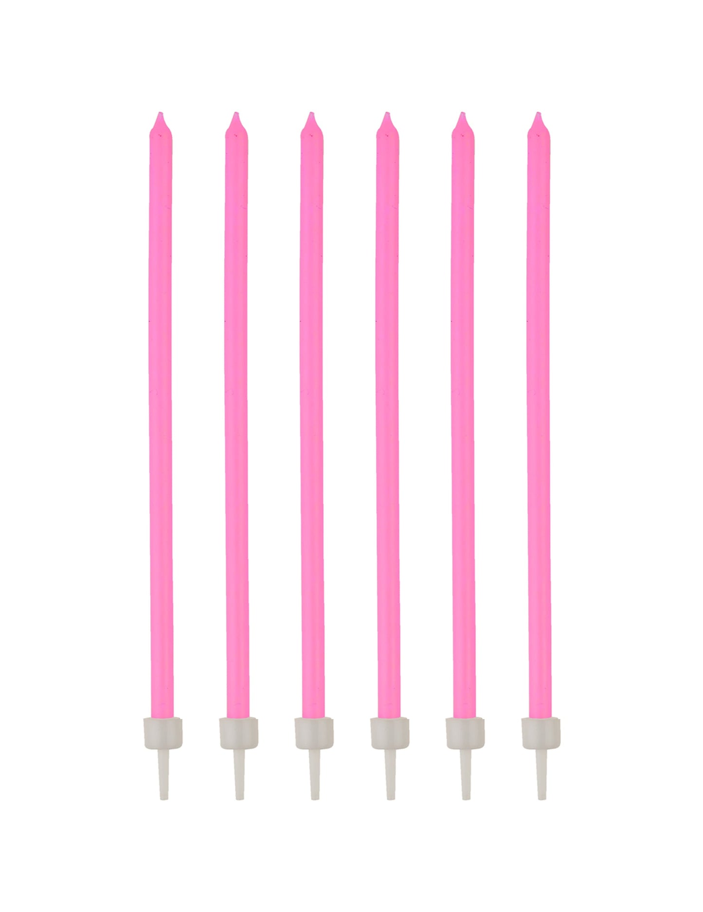 Bougies fines avec bobèches d'anniversaire pour fête rose