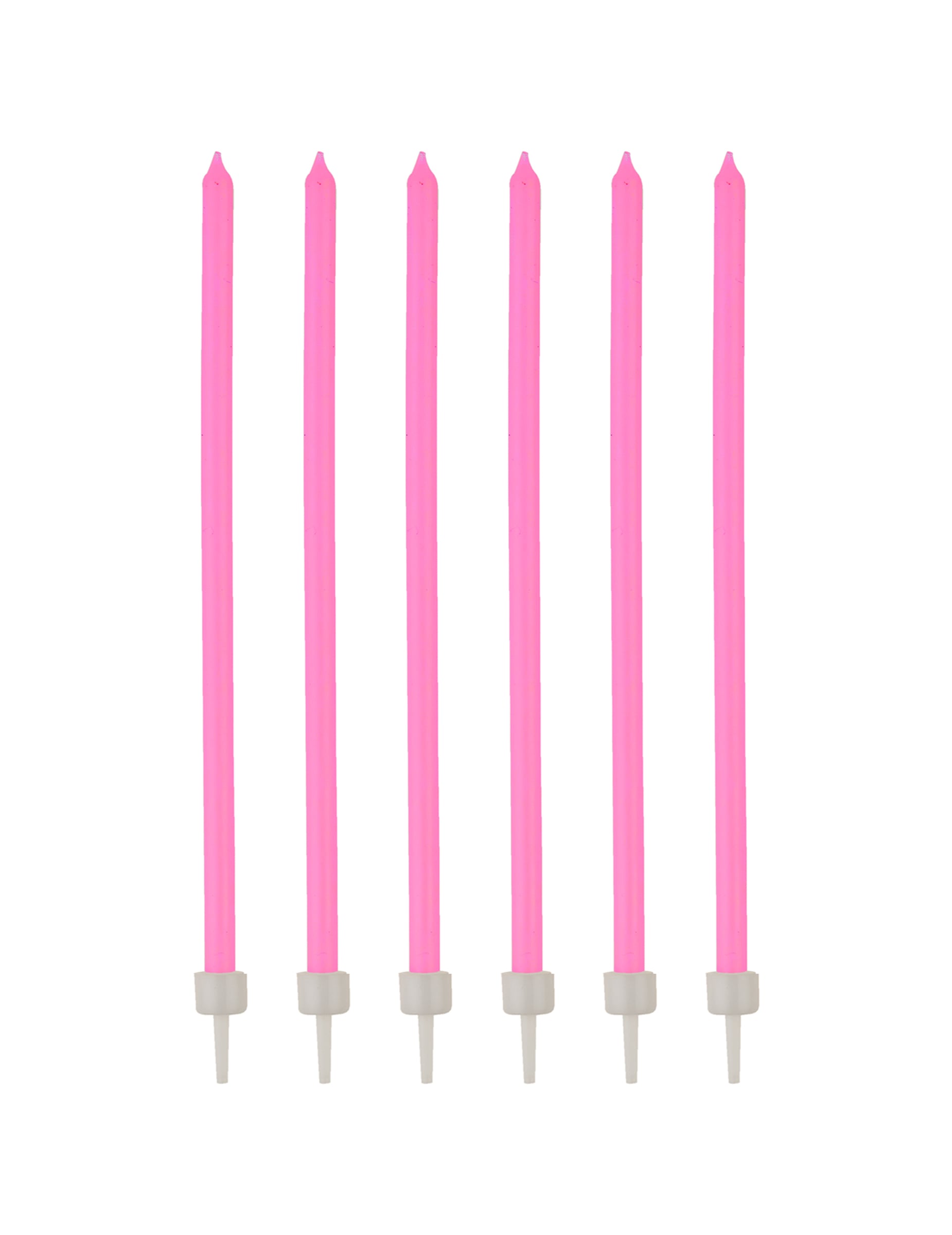 Bougies fines avec bobèches d'anniversaire pour fête rose