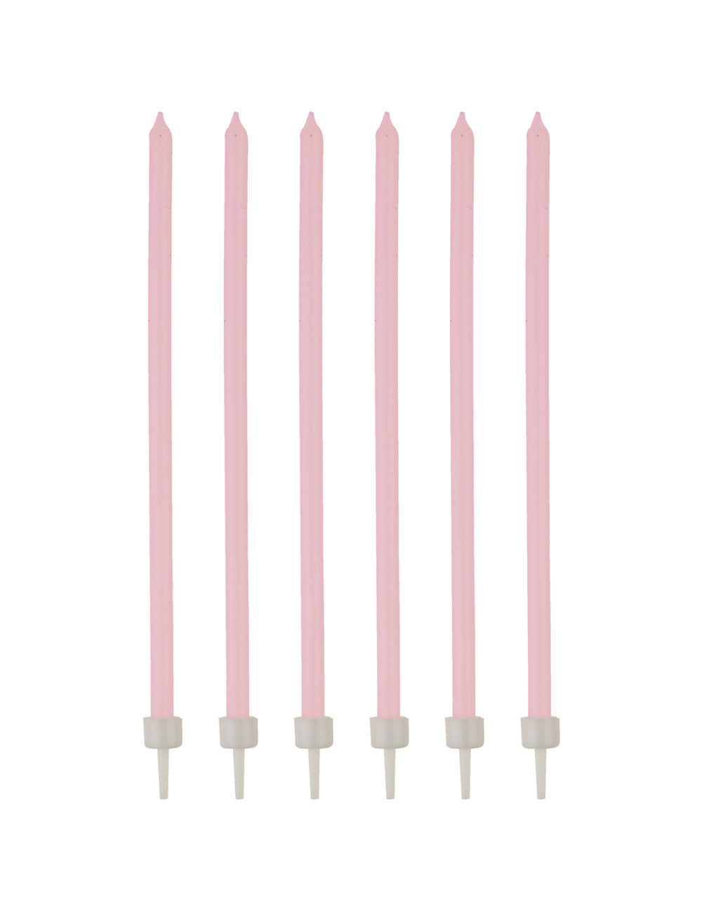 Bougies fines rose pâle avec bobèches