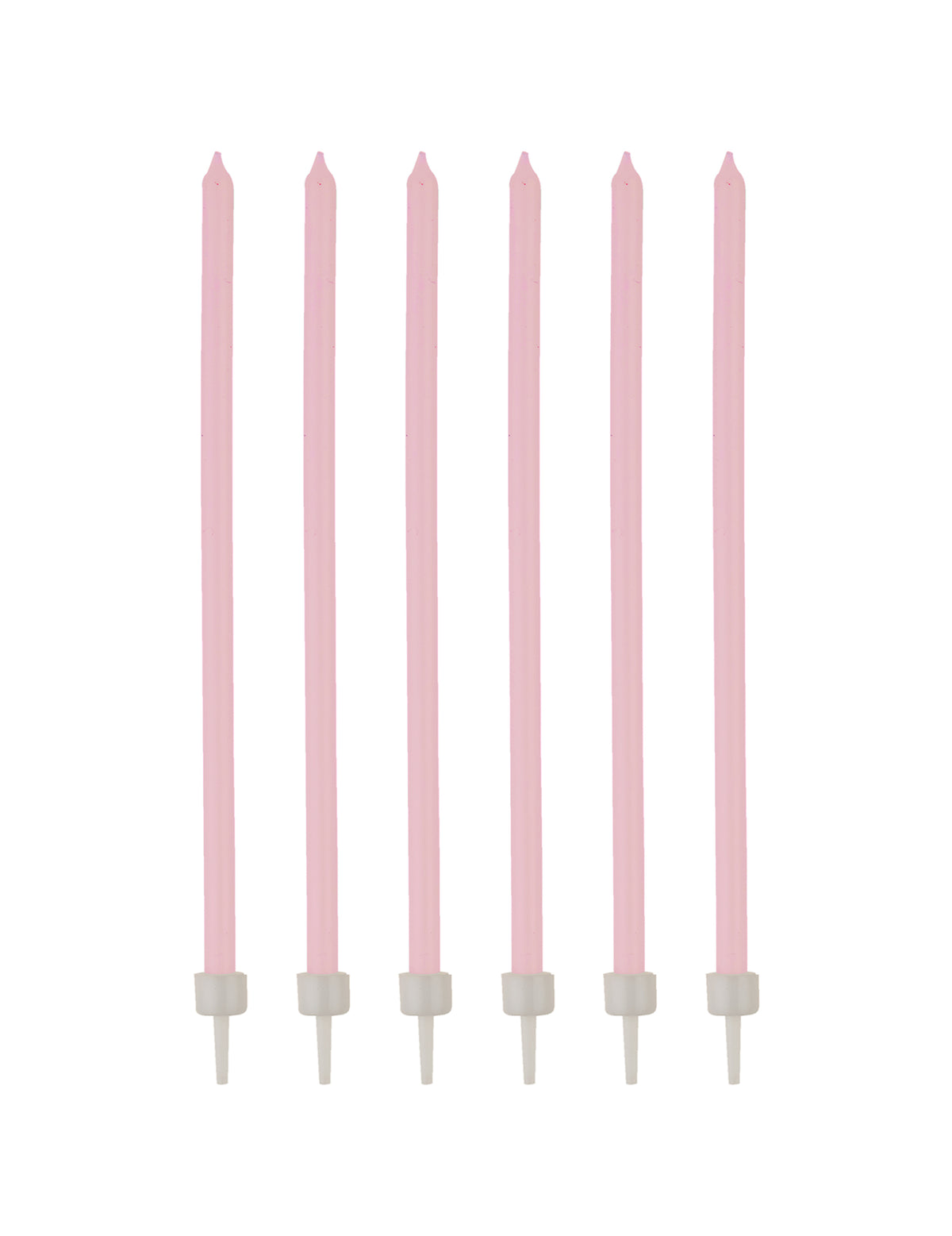 Bougies fines rose pâle avec bobèches
