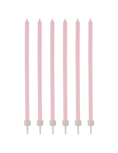 Bougies fines rose pâle avec bobèches