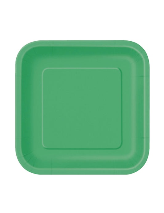 Assiettes en carton vert émeraude pour fête carrées