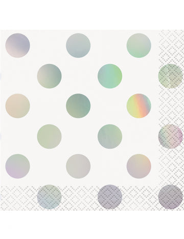 16 malih bijelih papirnatih salveta s prelijevajućim točkicama, 25 x 25 cm cm za rođendan