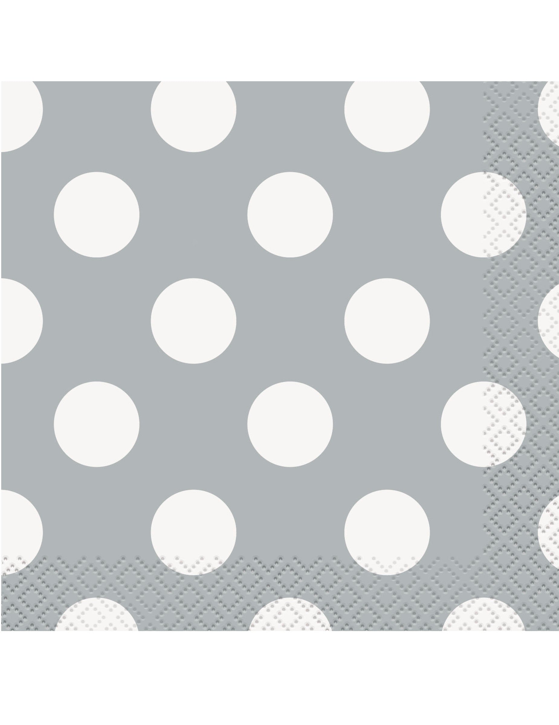 Serviettes en papier à pois blancs pour fête grises jetables