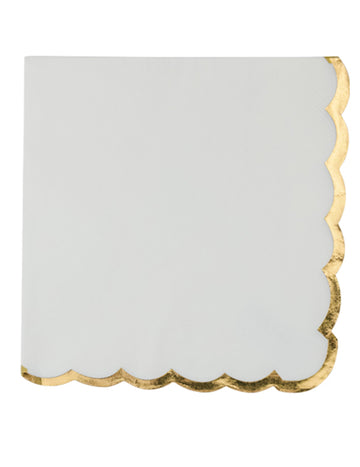 16 bijelih salveta sa zlatnim nazubljenim rubovima, 33 x 33 cm elegantan