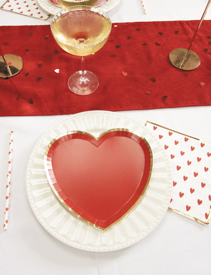 16 Serviettes en papier cœurs rouges 33 x 33 cm
