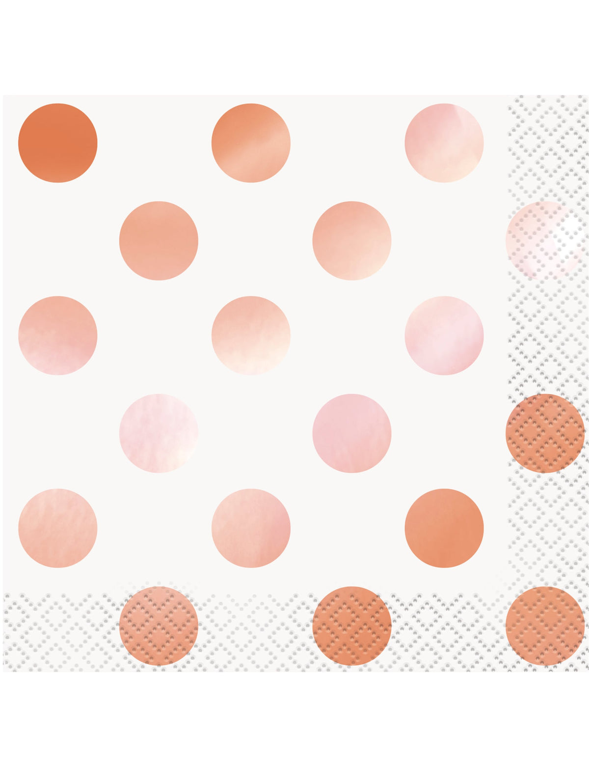 Serviettes en papier à pois blanc et rose gold