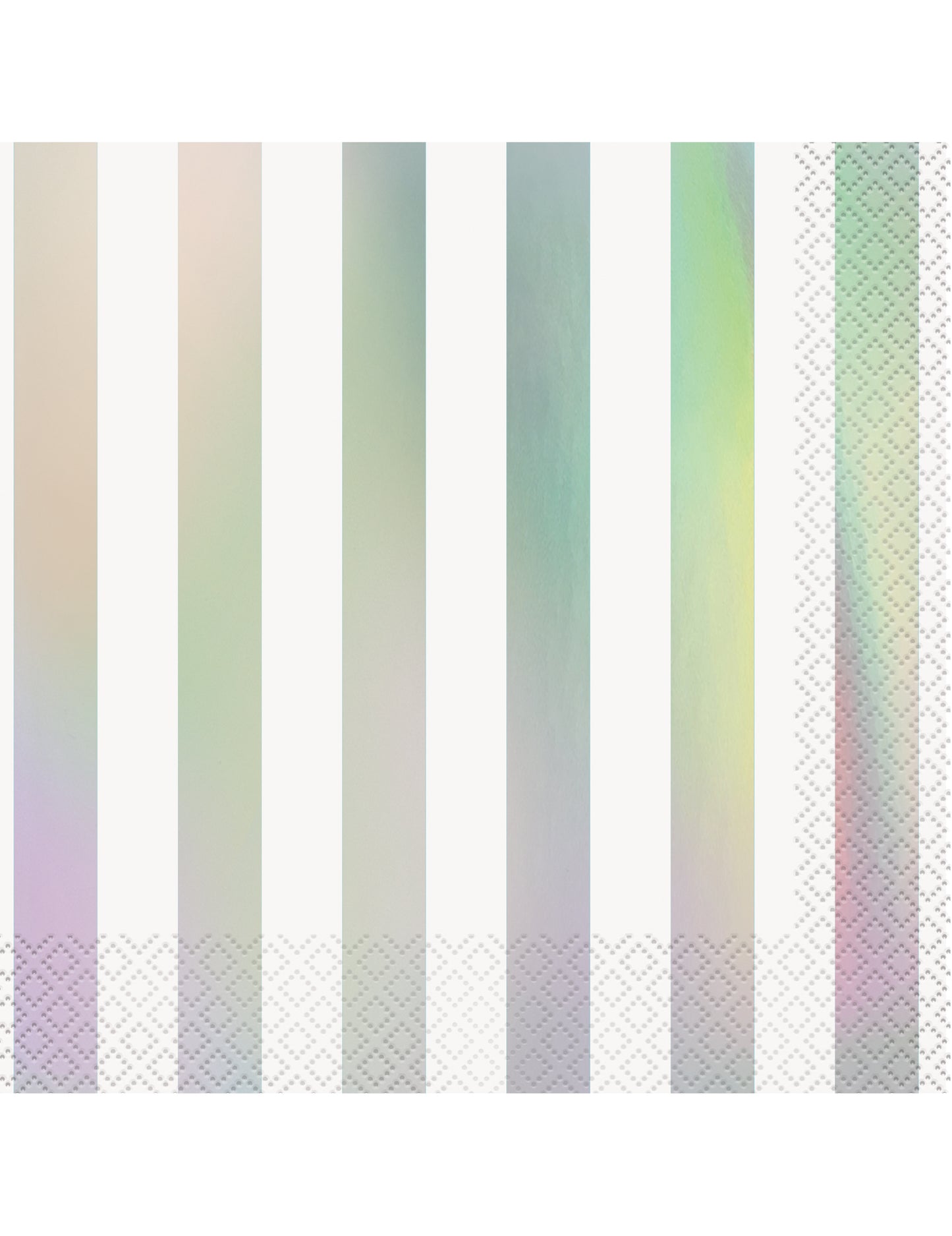 16 serviettes en papier blanches et iridescentes à rayures 33 x 33 cm