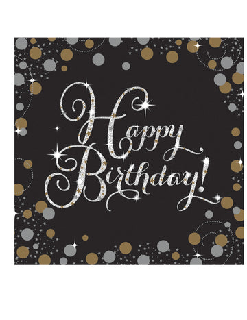 16 svjetlucavih papirnatih salveta za proslavu 33 x 33 cm Sretan rođendan, crnkinje!