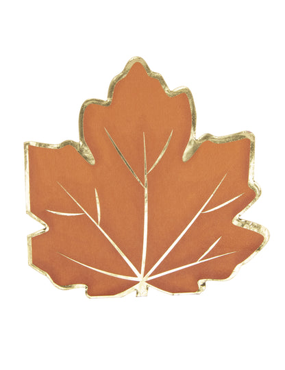 16 serviettes en papier feuille d'automne orange et dorées
