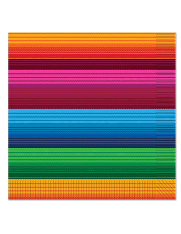 16 meksičkih papirnatih salveta 33 x 33 cm s raznobojnim prugama