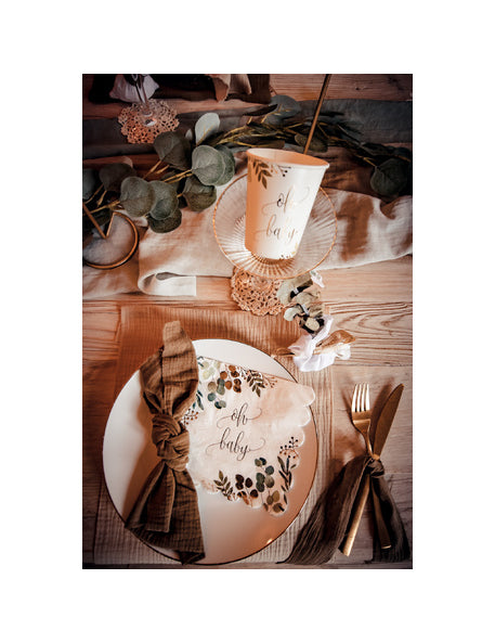 16 Oh Baby papirnatih salveta s motivom eukaliptusa sa zlatnim obrubom, 33 x 33 cm cm zapečen