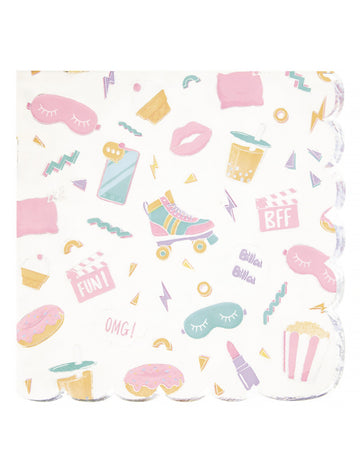 16 papirnatih salveta s naborima za pidžama zabavu, 33 x 33 cm prelijevajući se